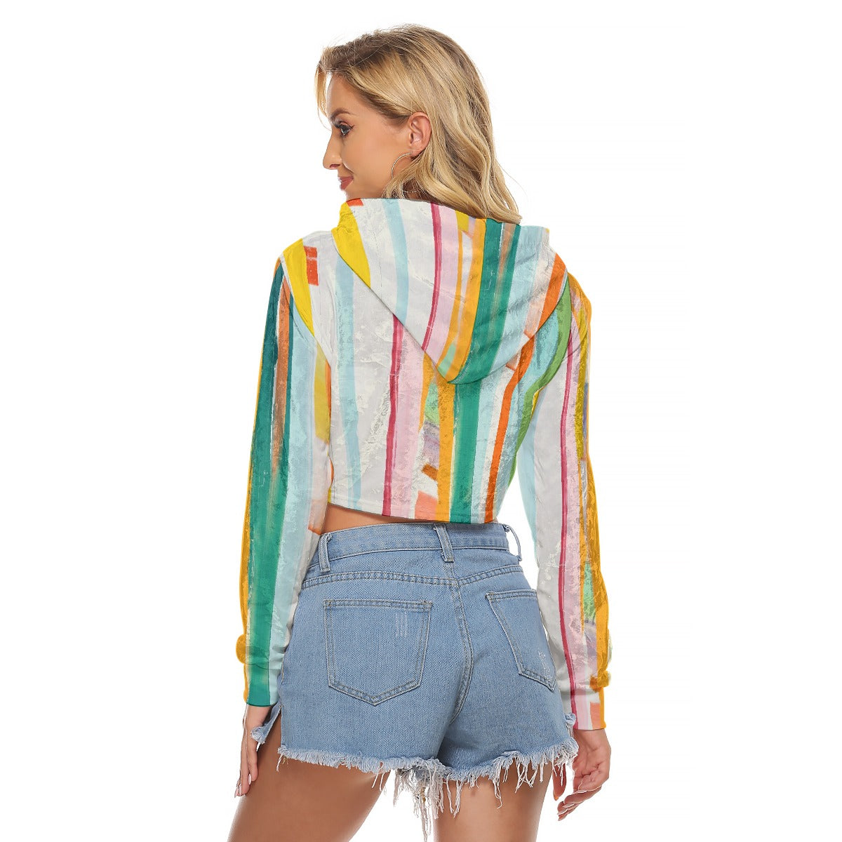 All-Over Print Women's Crop Top Hoodie|Velvet