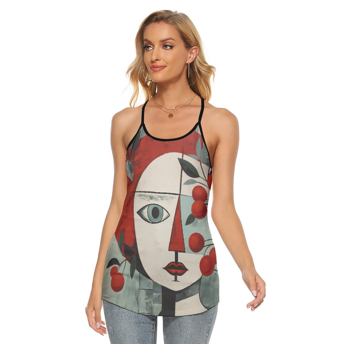 All-Over Print Women's Criss-Cross Open Back Tank Top