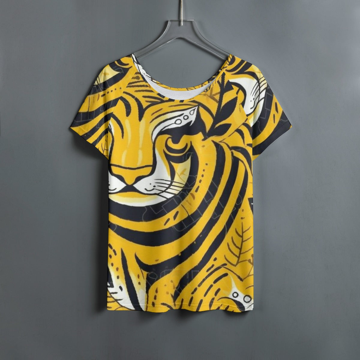 All-Over Print Women's Round Neck T-shirt With Raglan Sleeve