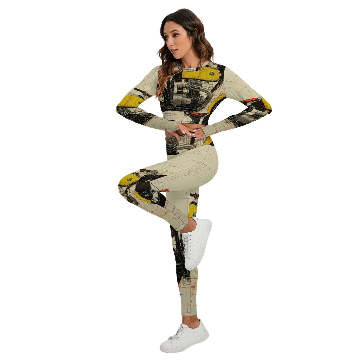 All-Over Print Women's Sport Set With Backless Top And Leggings