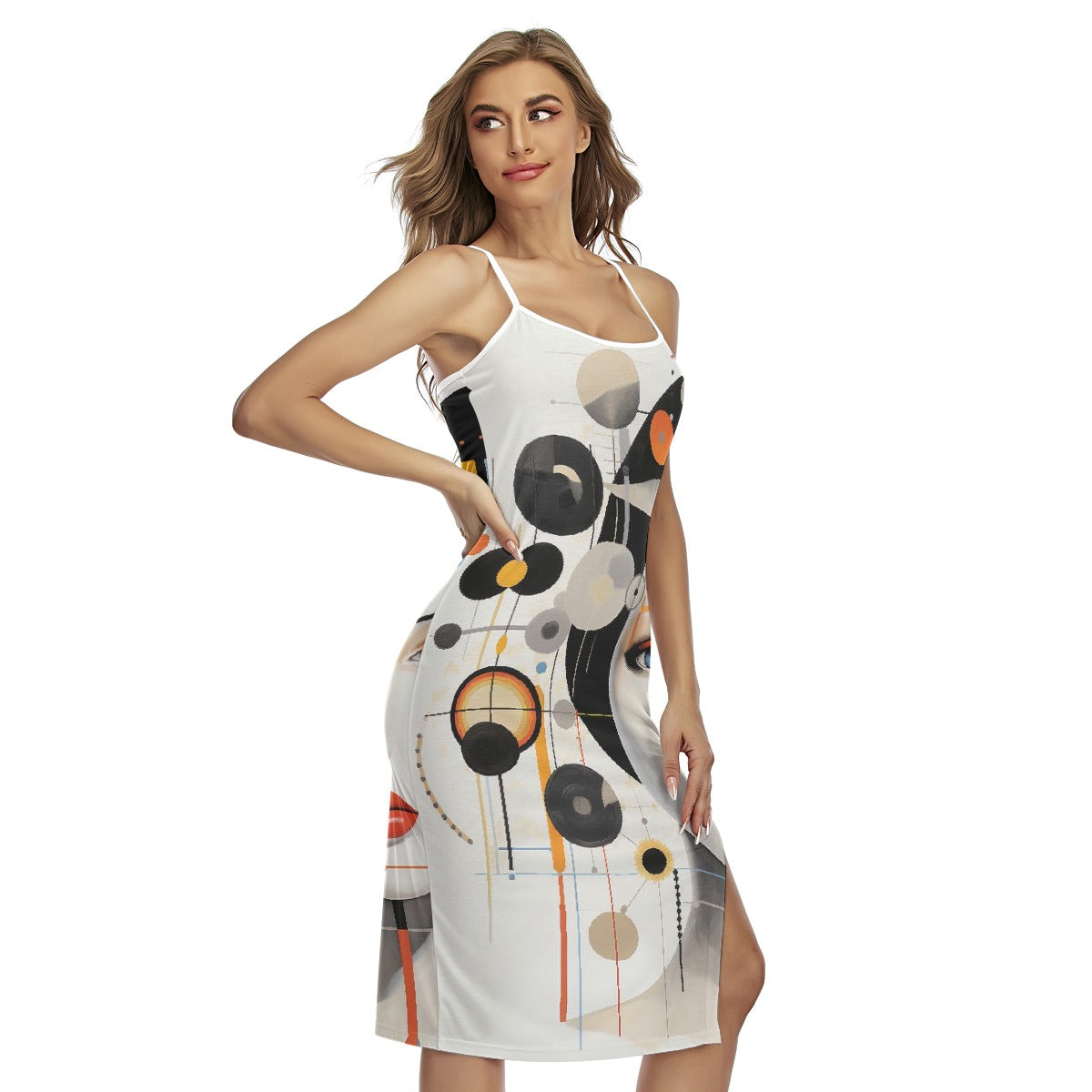 All-Over Print Women's Back Cross Cami Dress