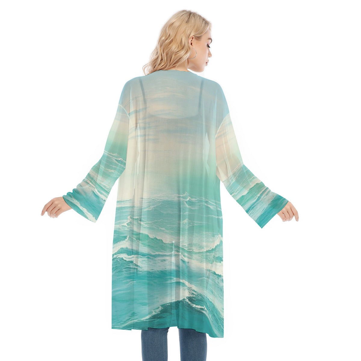 All- Over Print Women's Long Sleeve Mesh Cardigan