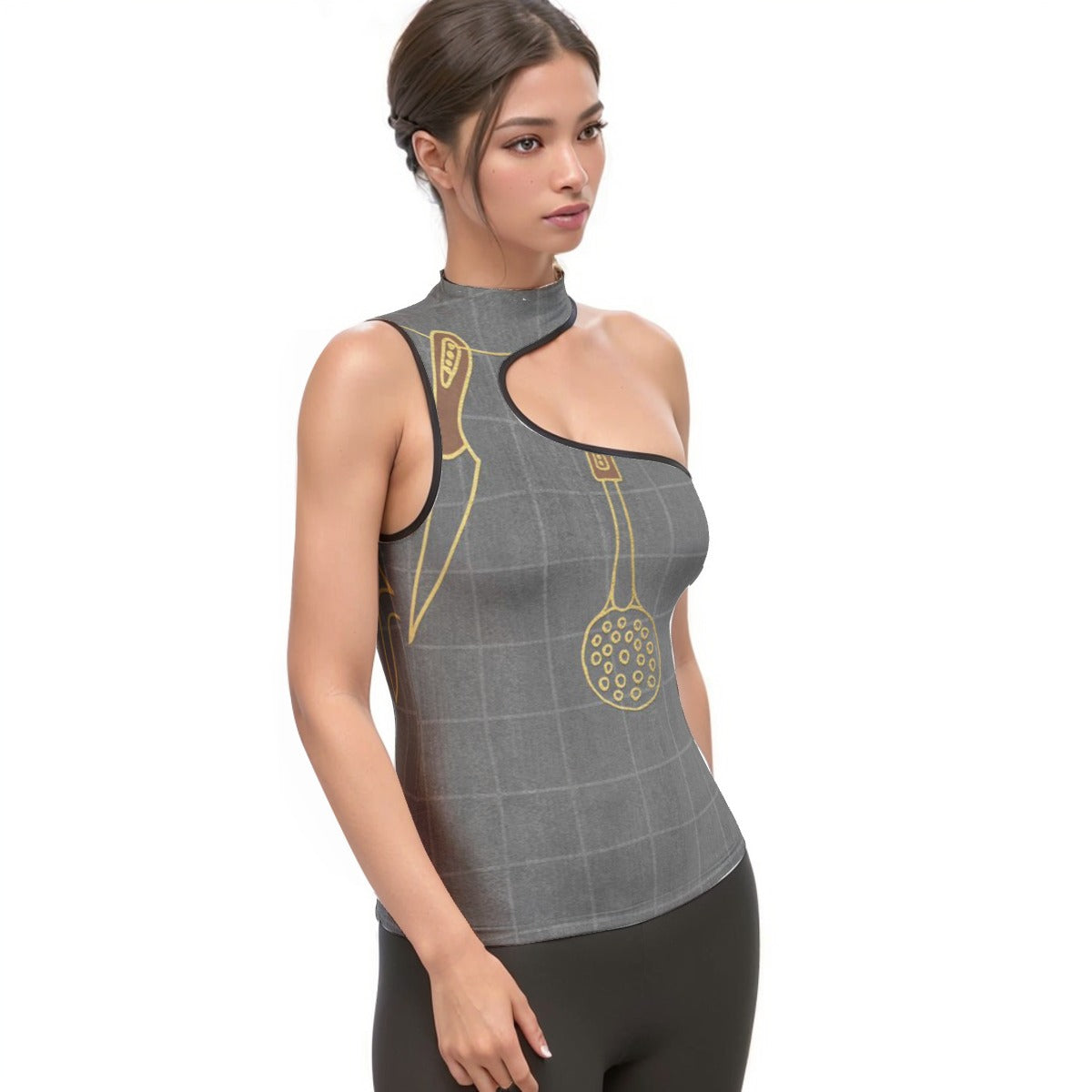 All-Over Print Women's Halter Sleeveless Asymmetrical Tank Top