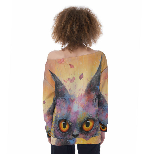 All-Over Print Oversized Women's Off-Shoulder Sweatshirt