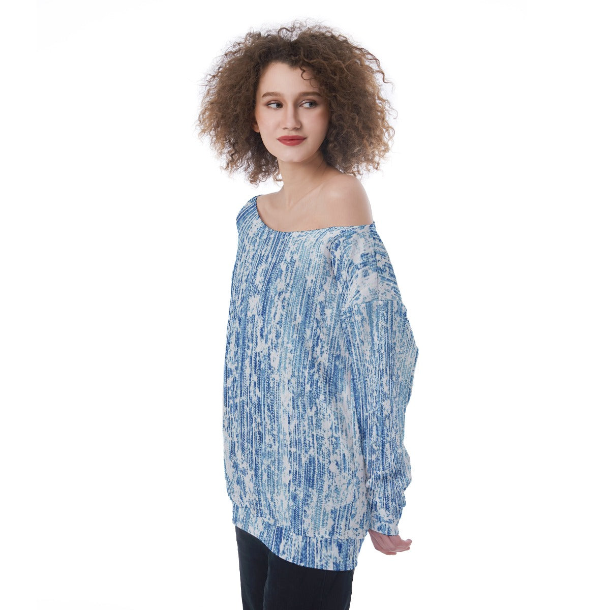 All-Over Print Oversized Women's Off-Shoulder Sweatshirt