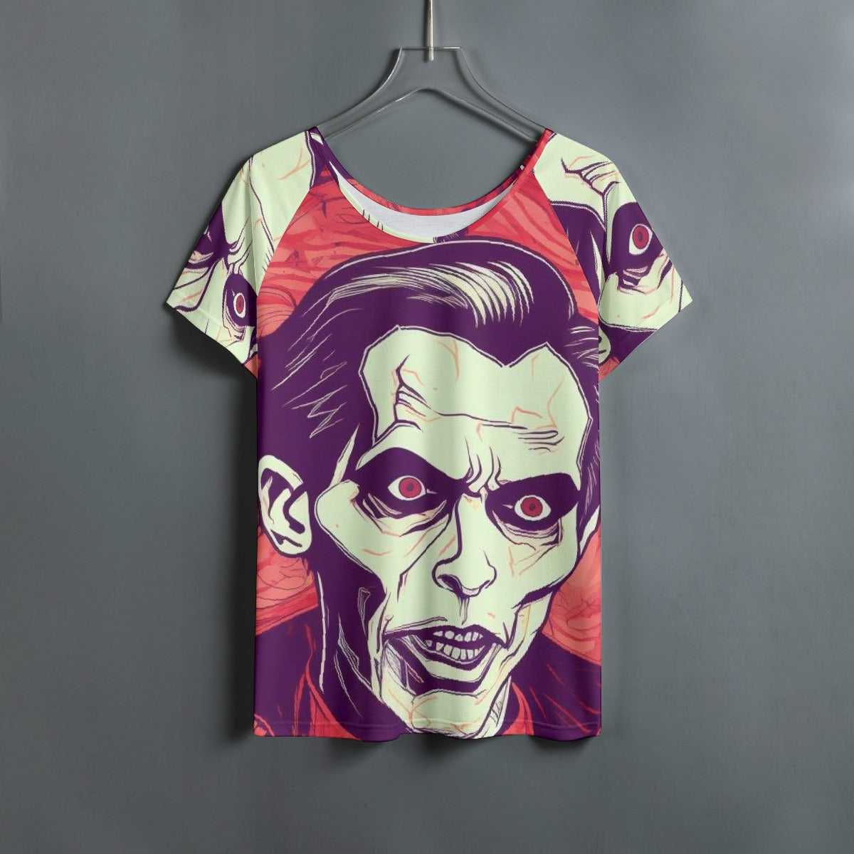 All-Over Print Women's Round Neck T-shirt With Raglan Sleeve