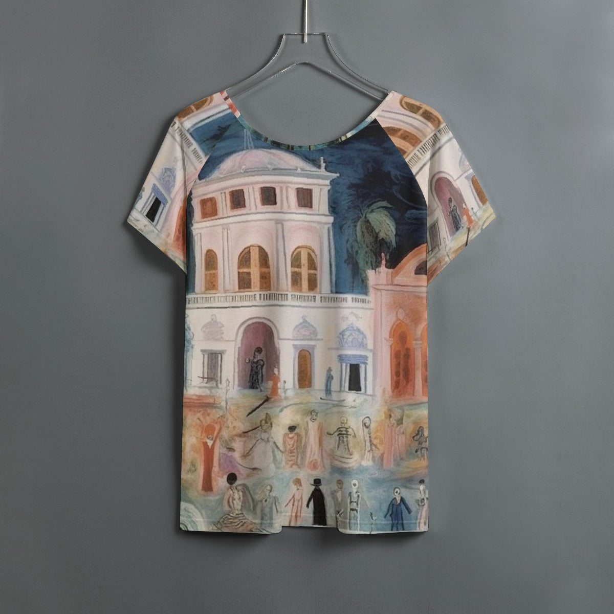 All-Over Print Women's Round Neck T-shirt With Raglan Sleeve