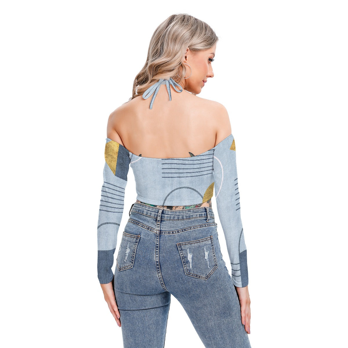 All-Over Print Women's Halter Lace-up Top