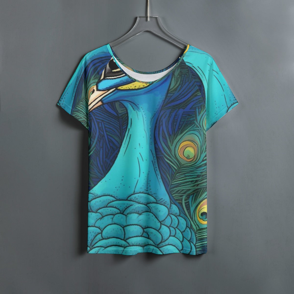All-Over Print Women's Round Neck T-shirt With Raglan Sleeve
