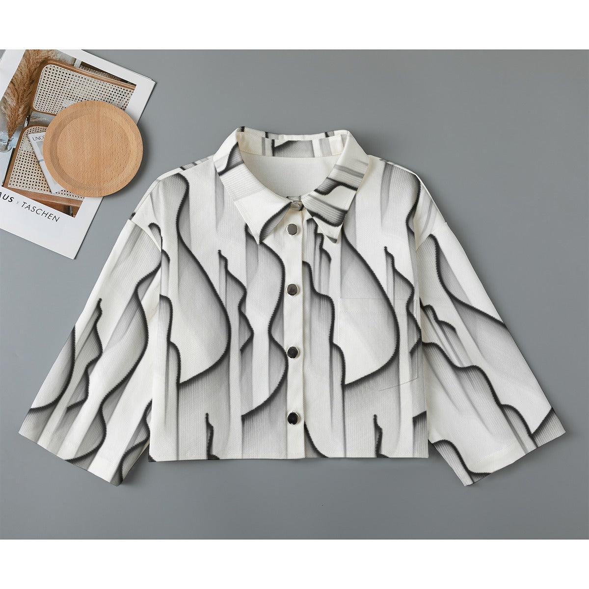 All-Over Print Women's Cropped Jacket | 245GSM Cotton