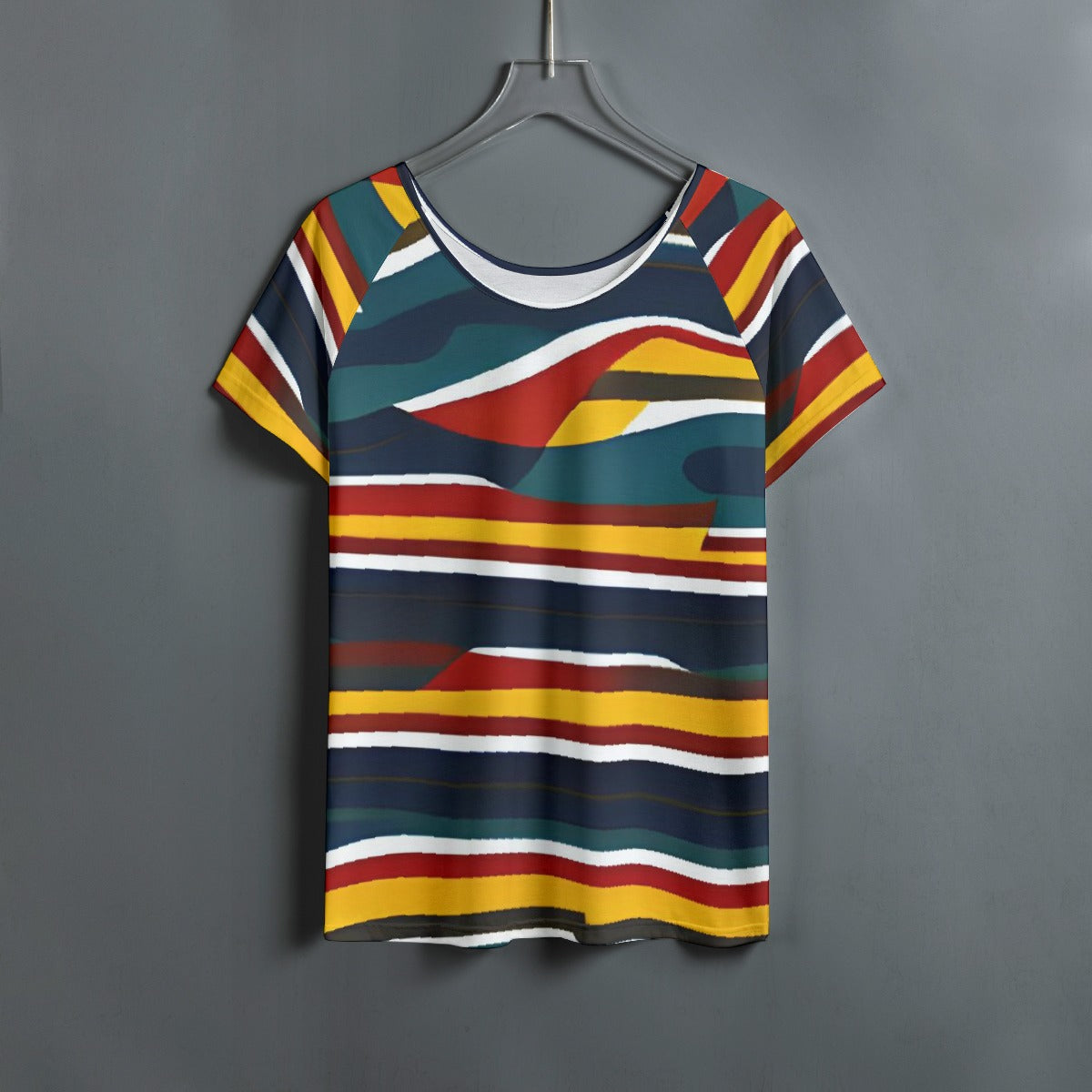 All-Over Print Women's Round Neck T-shirt With Raglan Sleeve