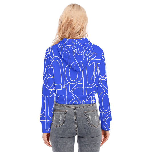 All-Over Print Women's Crop Top Hoodie With Zipper Closure