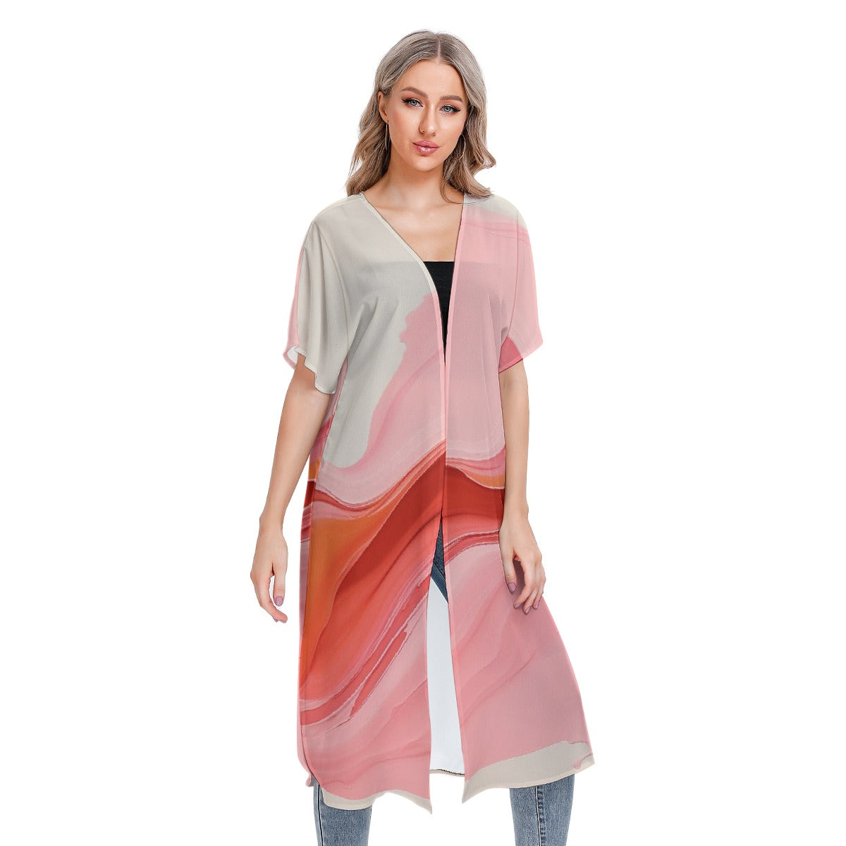 All-Over Print Women's Short Sleeve Cardigan