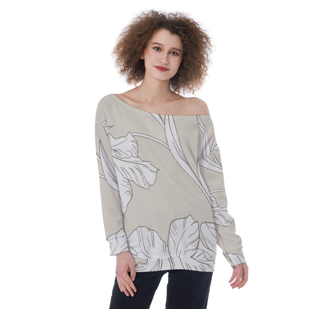 All-Over Print Oversized Women's Off-Shoulder Sweatshirt