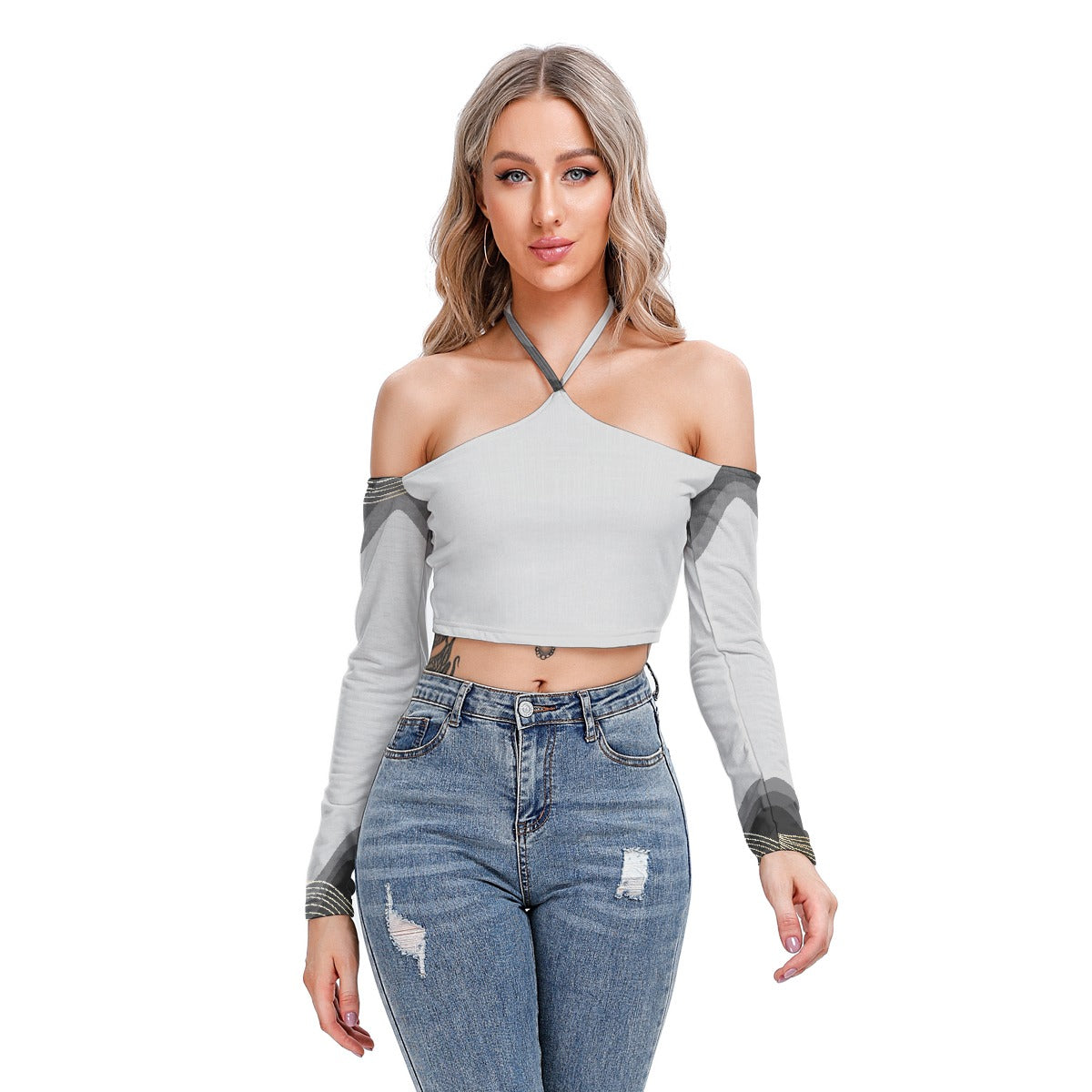 All-Over Print Women's Halter Lace-up Top