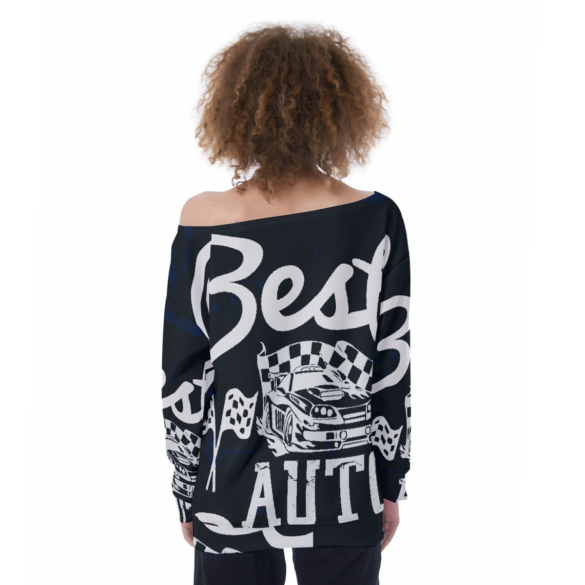 All-Over Print Oversized Women's Off-Shoulder Sweatshirt