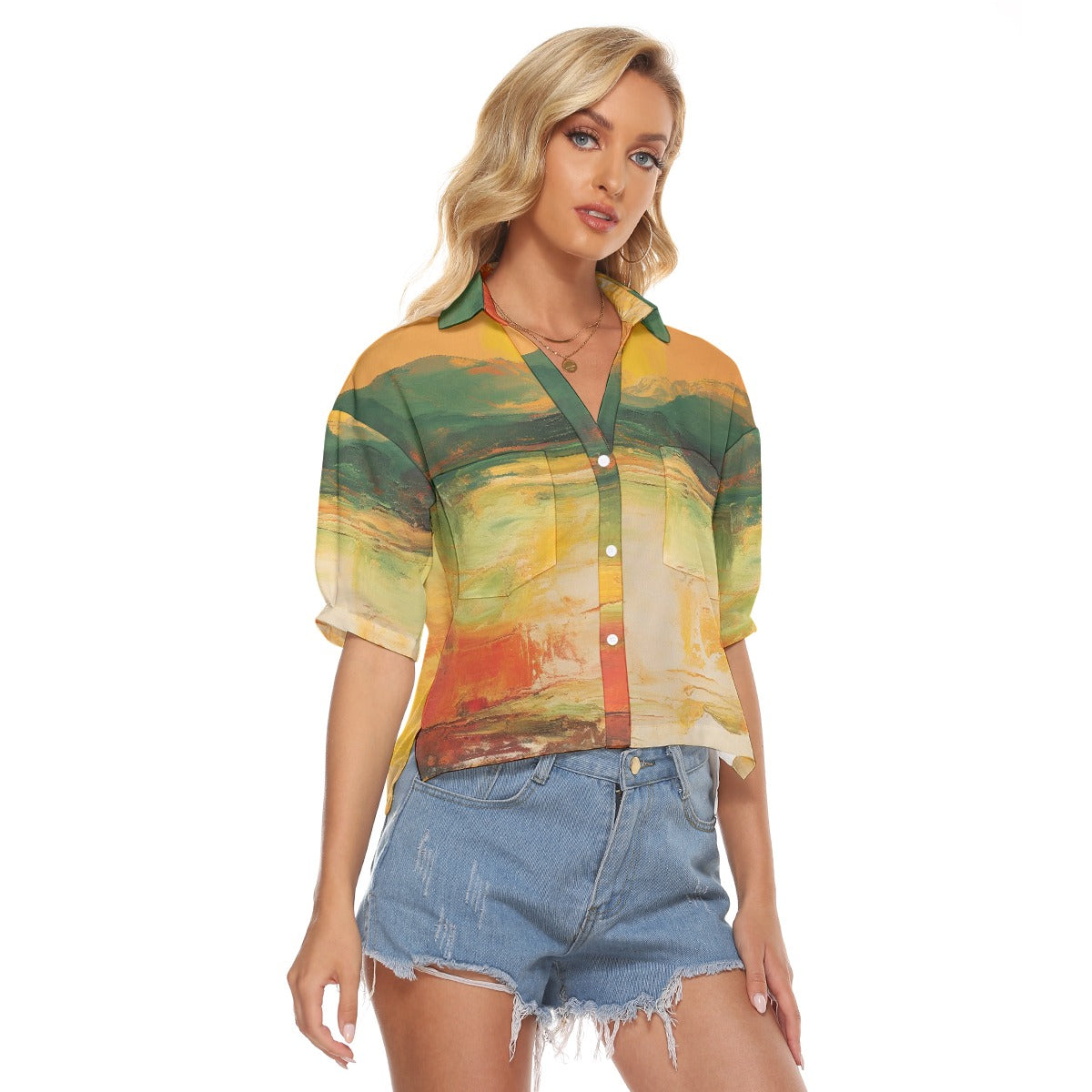 All-Over Print Women's V-neck Shirts