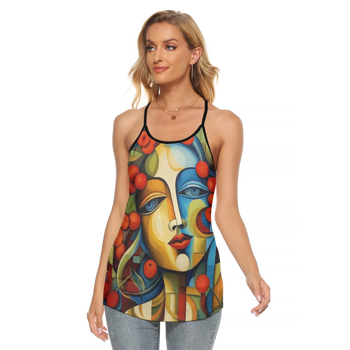 All-Over Print Women's Criss-Cross Open Back Tank Top