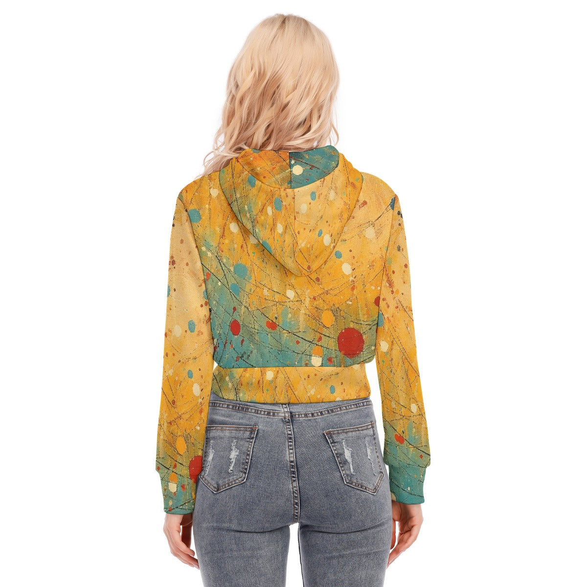 All-Over Print Women's Crop Top Hoodie With Zipper Closure