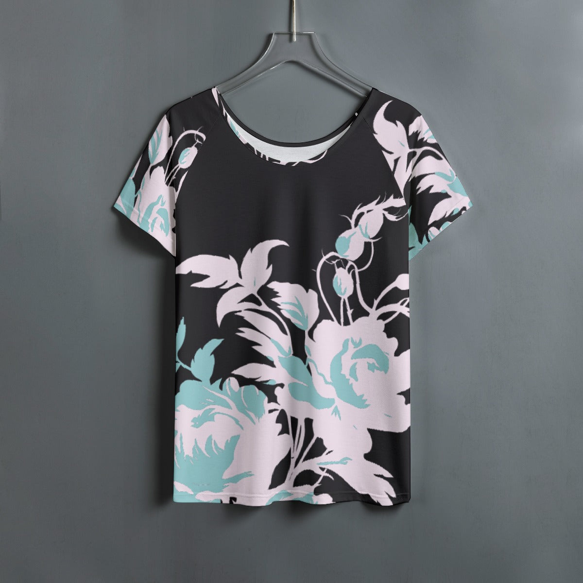 All-Over Print Women's Round Neck T-shirt With Raglan Sleeve