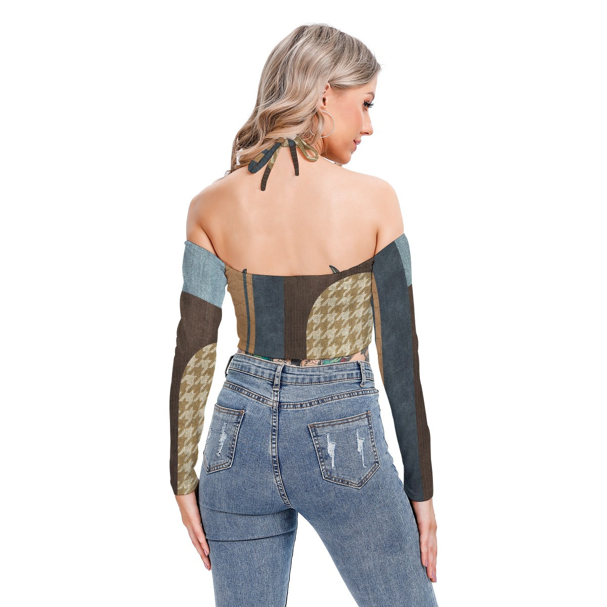 All-Over Print Women's Halter Lace-up Top