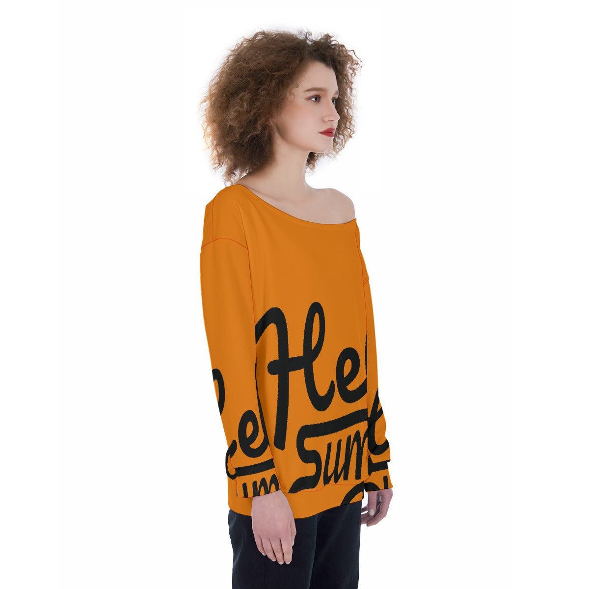 All-Over Print Oversized Women's Off-Shoulder Sweatshirt