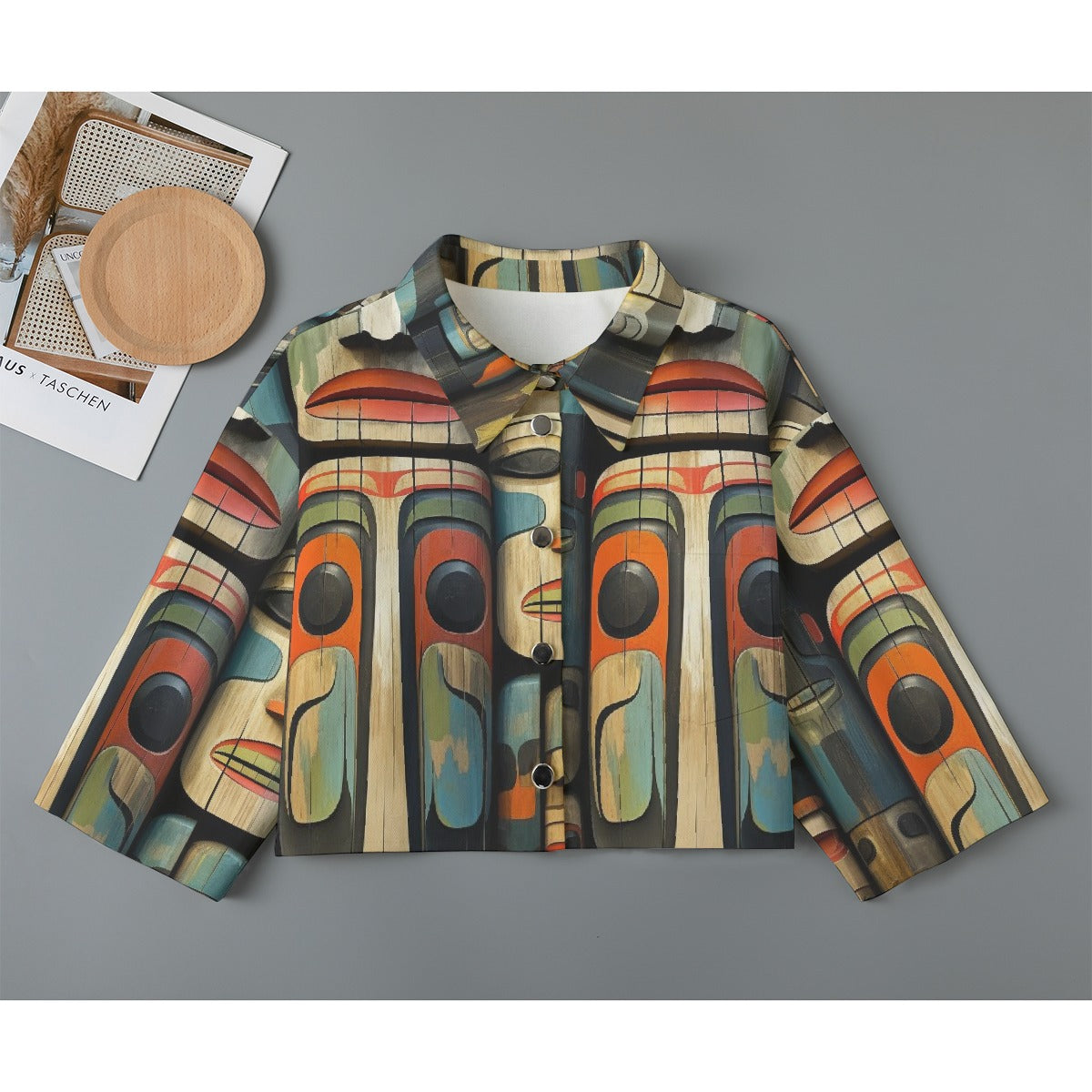 All-Over Print Women's Cropped Jacket | 245GSM Cotton