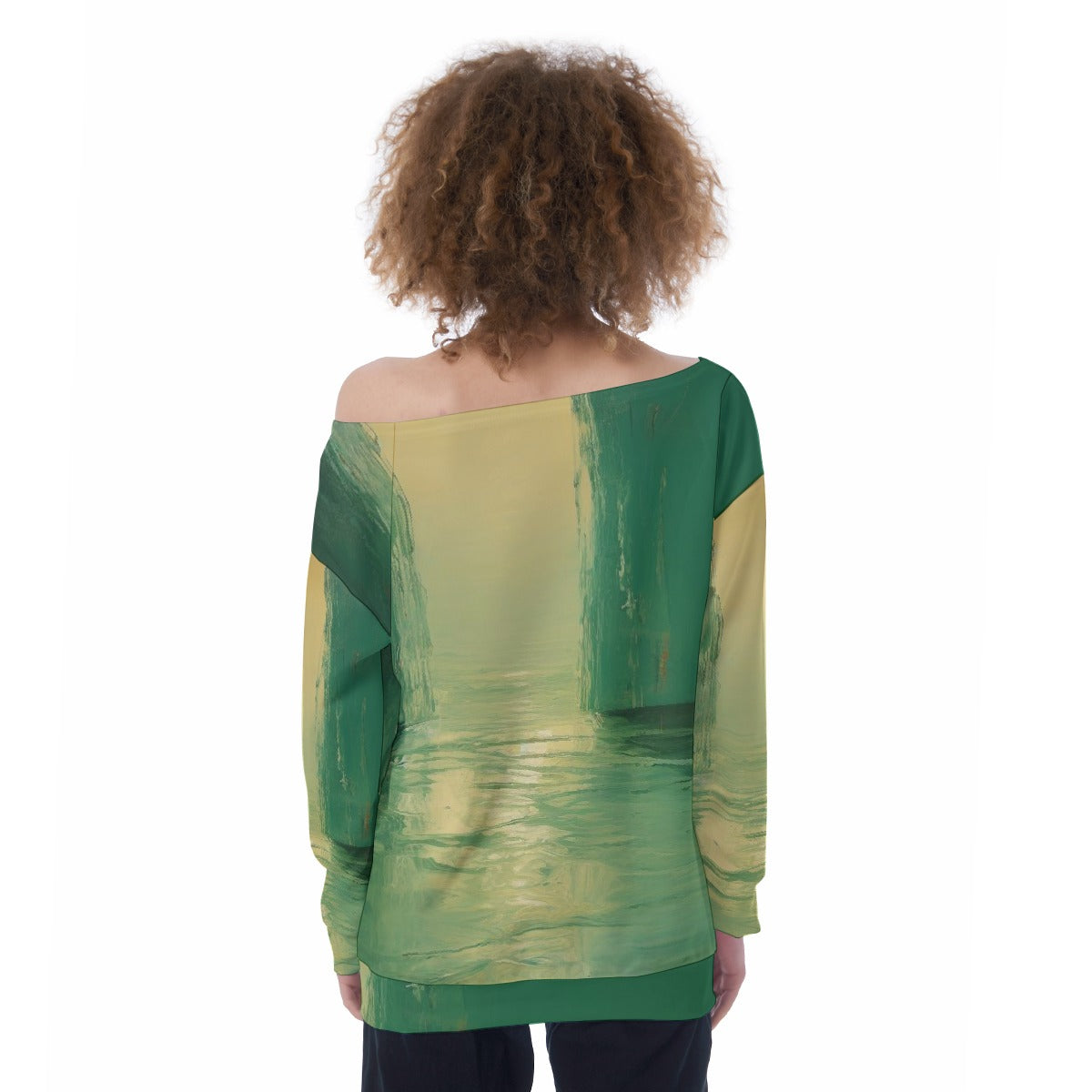 All-Over Print Oversized Women's Off-Shoulder Sweatshirt