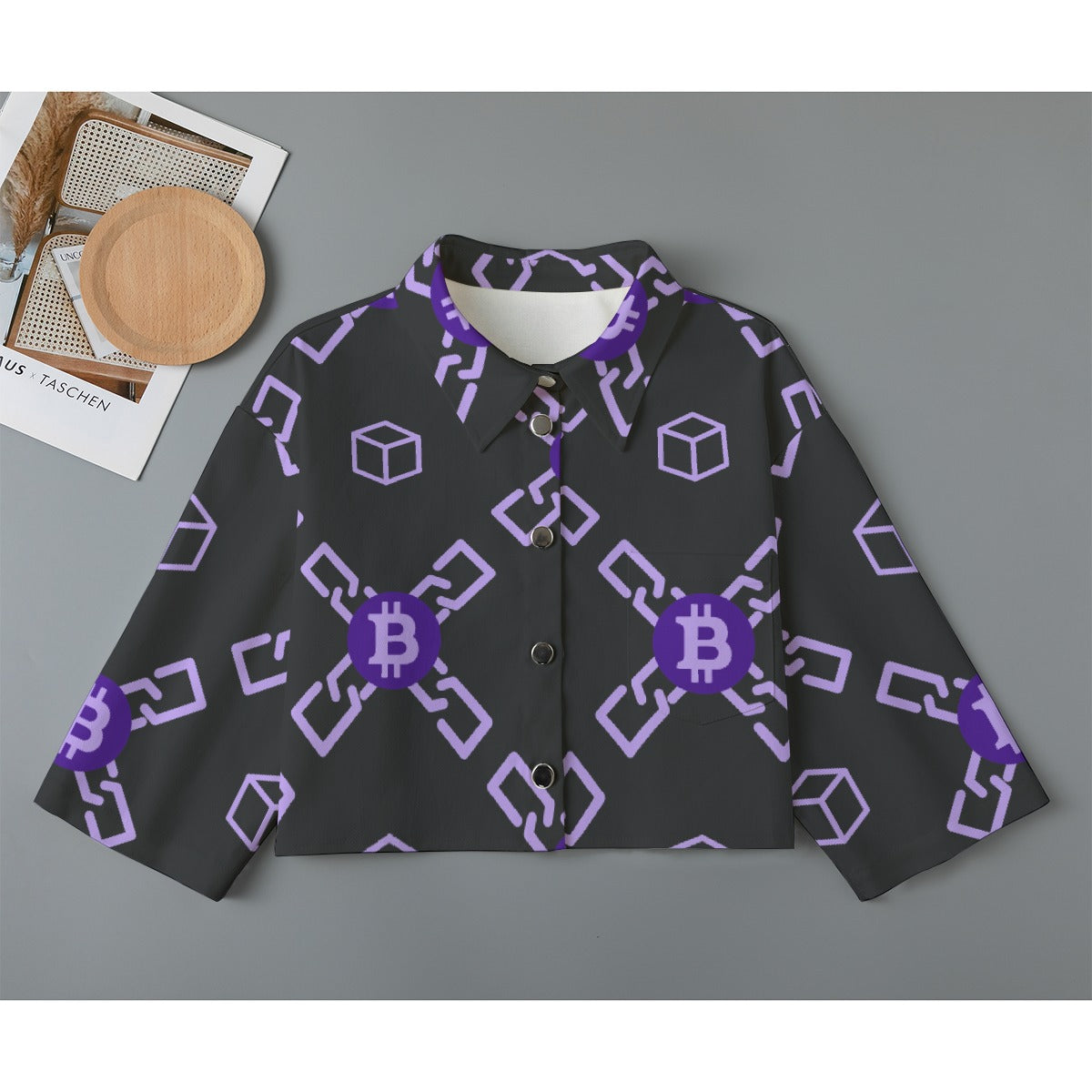 All-Over Print Women's Cropped Jacket | 245GSM Cotton