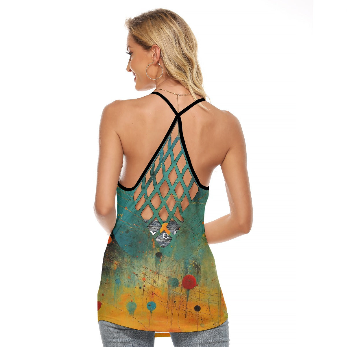All-Over Print Women's Criss-Cross Open Back Tank Top