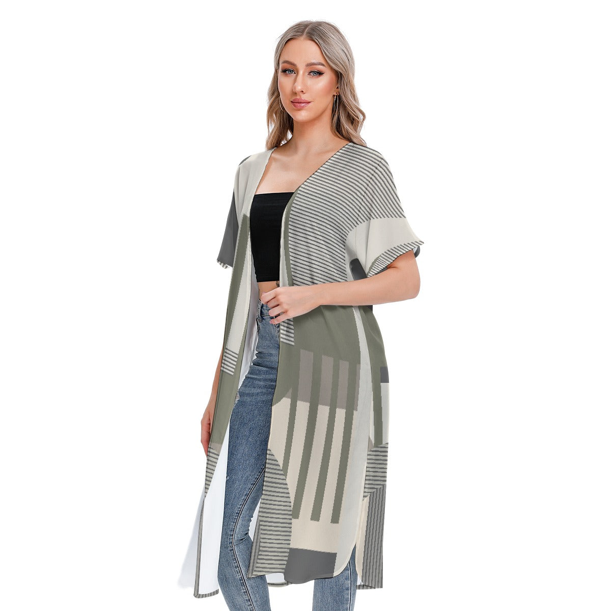 All-Over Print Women's Short Sleeve Cardigan