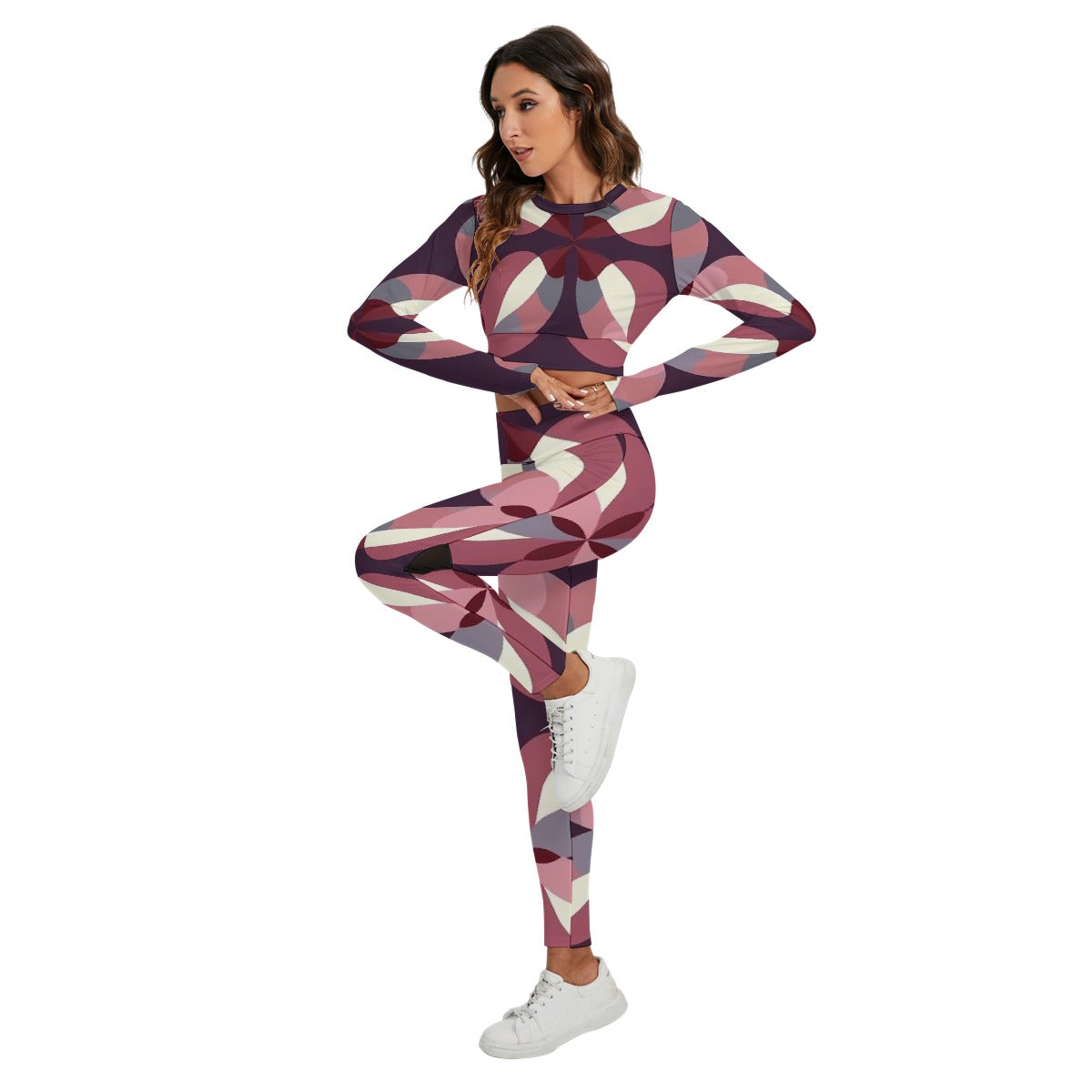 All-Over Print Women's Sport Set With Backless Top And Leggings