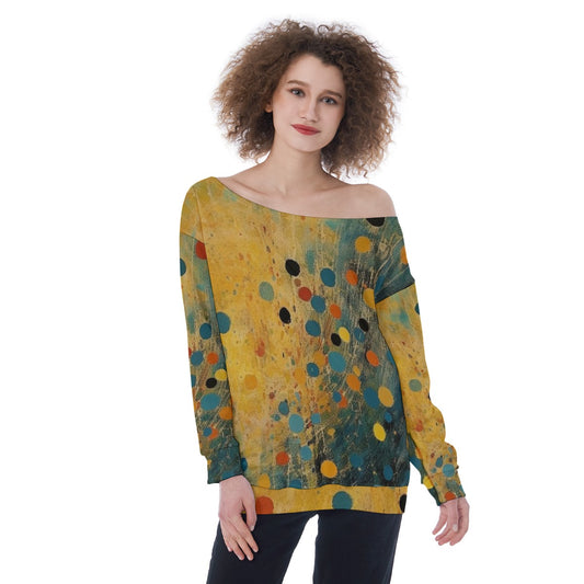 All-Over Print Oversized Women's Off-Shoulder Sweatshirt