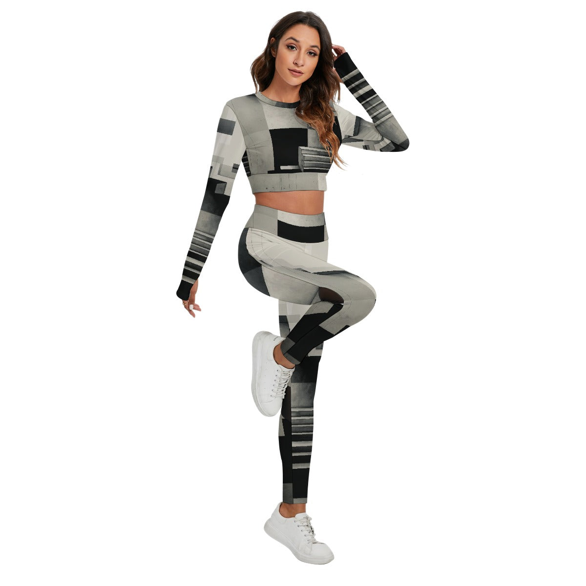 All-Over Print Women's Sport Set With Backless Top And Leggings