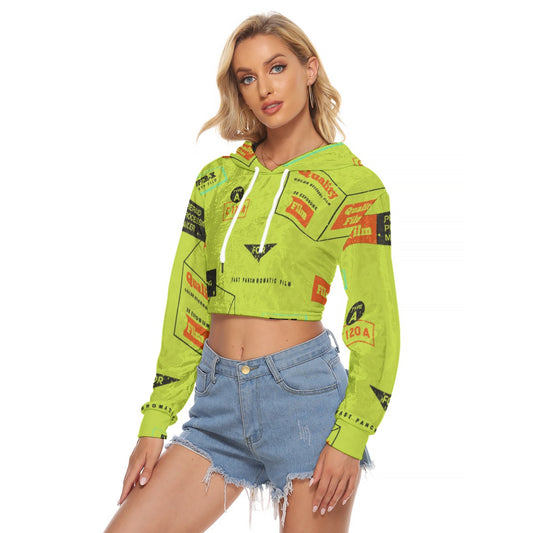 All-Over Print Women's Crop Top Hoodie|Velvet