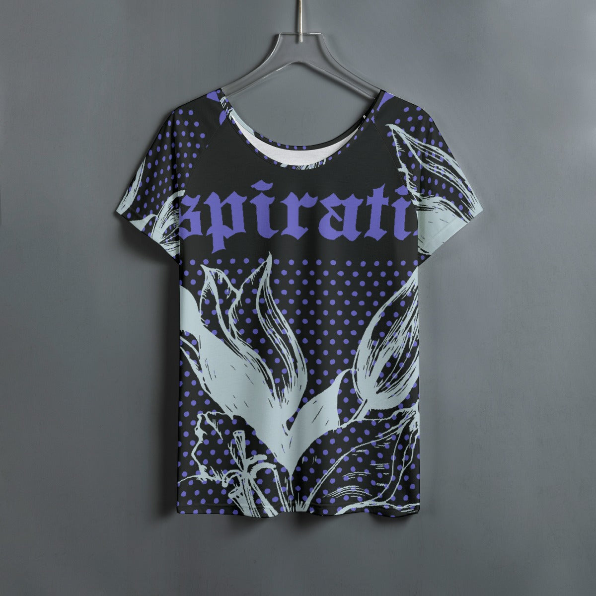 All-Over Print Women's Round Neck T-shirt With Raglan Sleeve