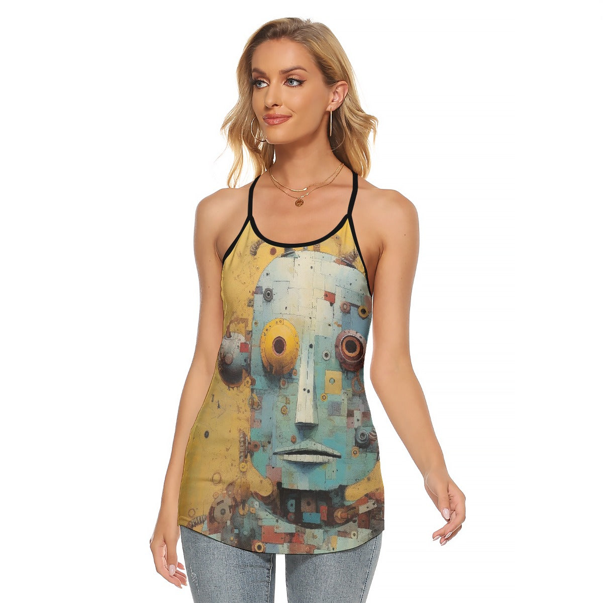 All-Over Print Women's Criss-Cross Open Back Tank Top