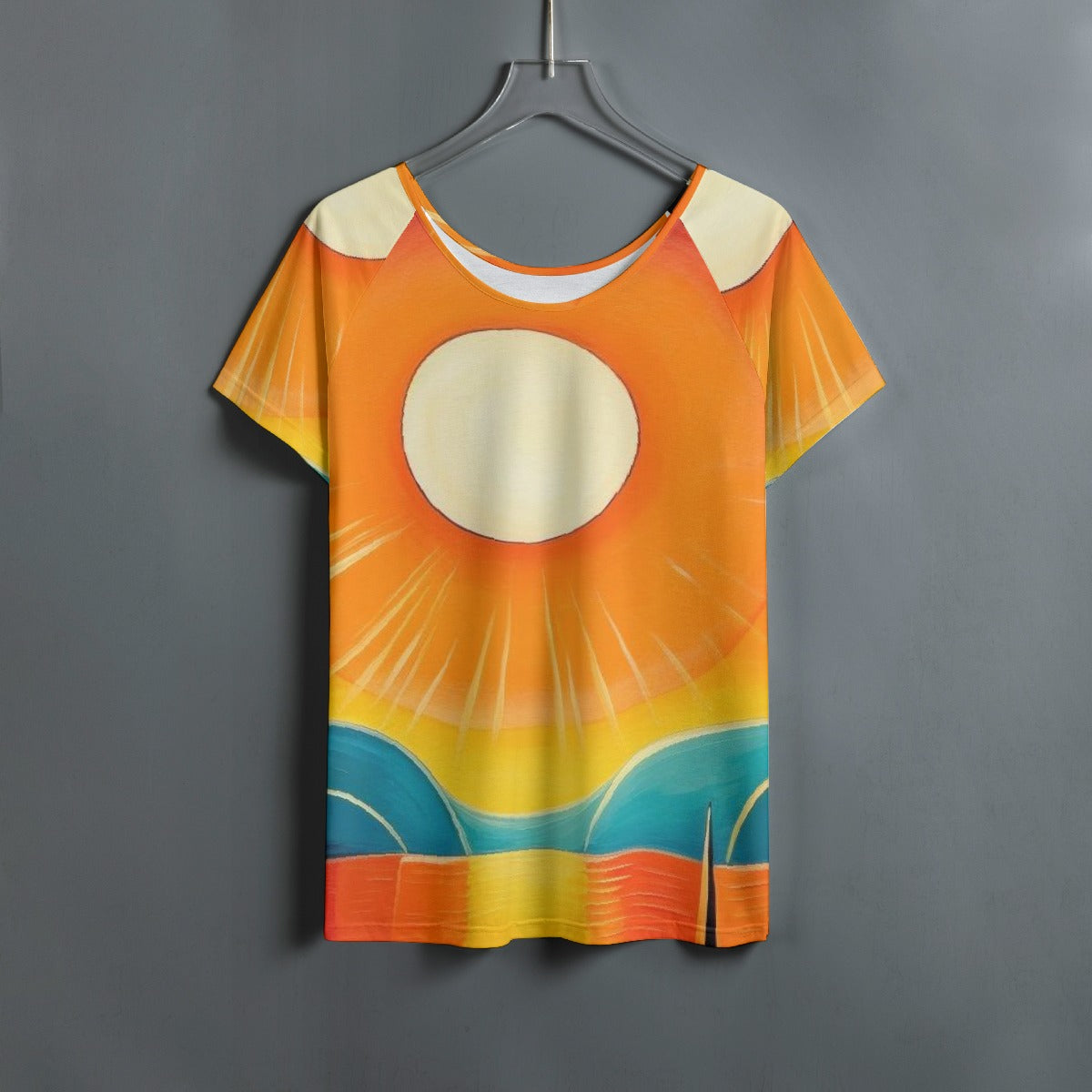 All-Over Print Women's Round Neck T-shirt With Raglan Sleeve