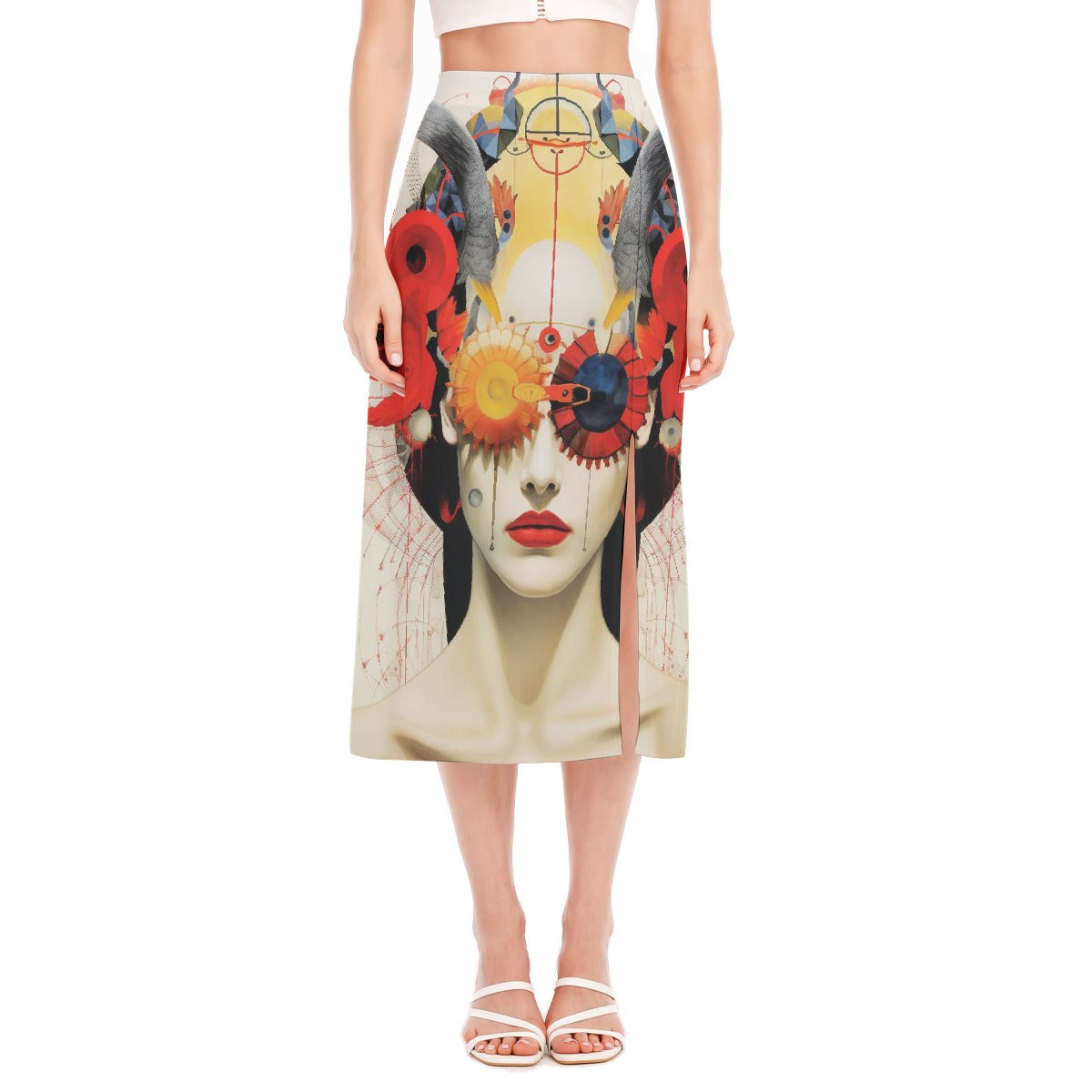 All-Over Print Women's High Slit Long Skirt