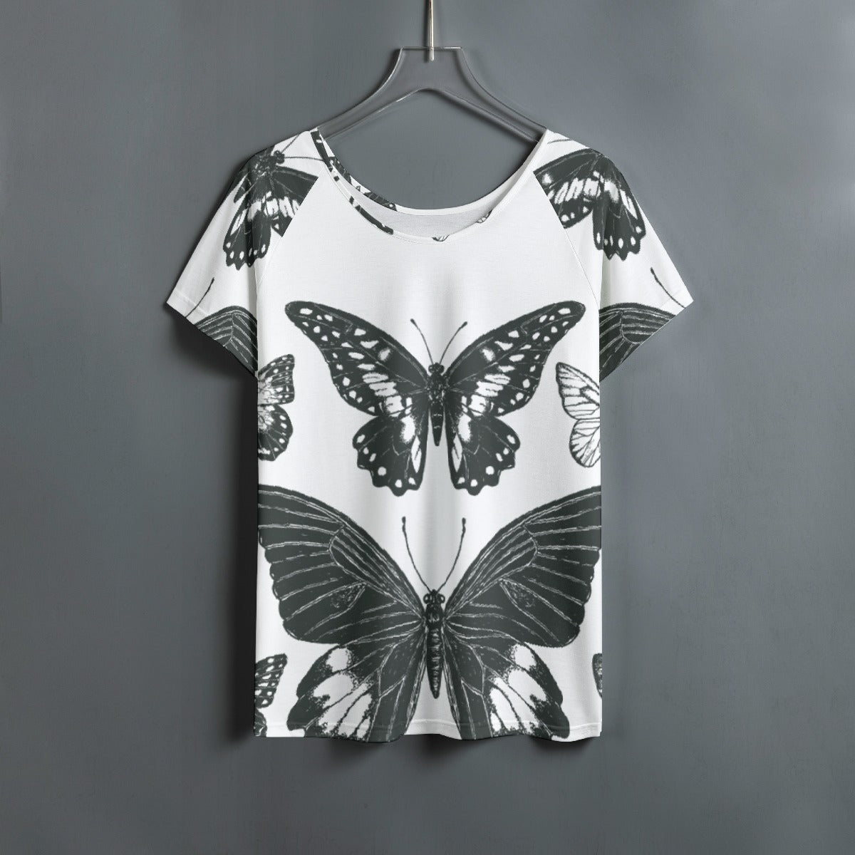 All-Over Print Women's Round Neck T-shirt With Raglan Sleeve
