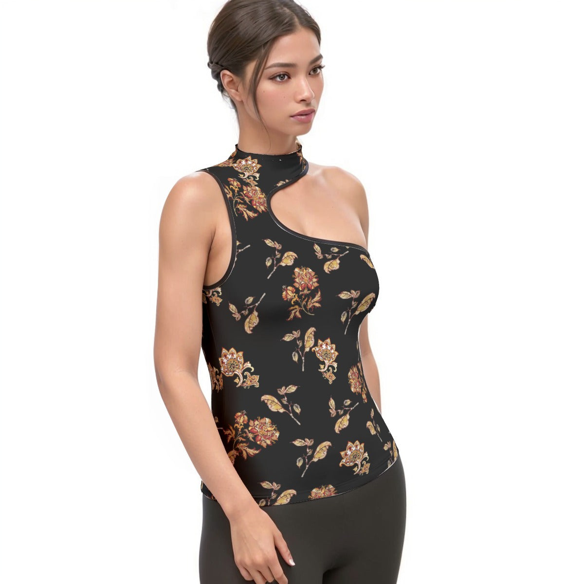 All-Over Print Women's Halter Sleeveless Asymmetrical Tank Top