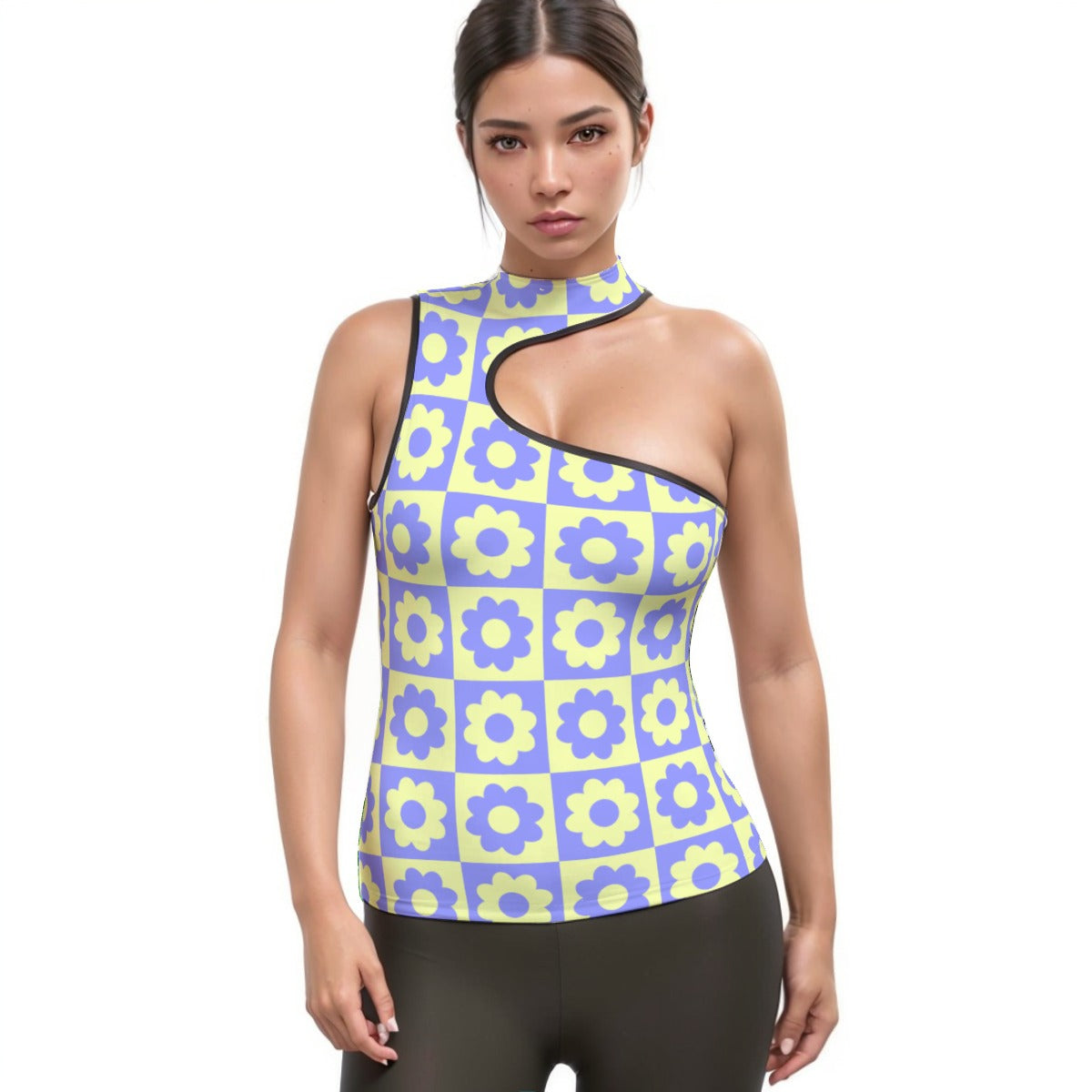 All-Over Print Women's Halter Sleeveless Asymmetrical Tank Top