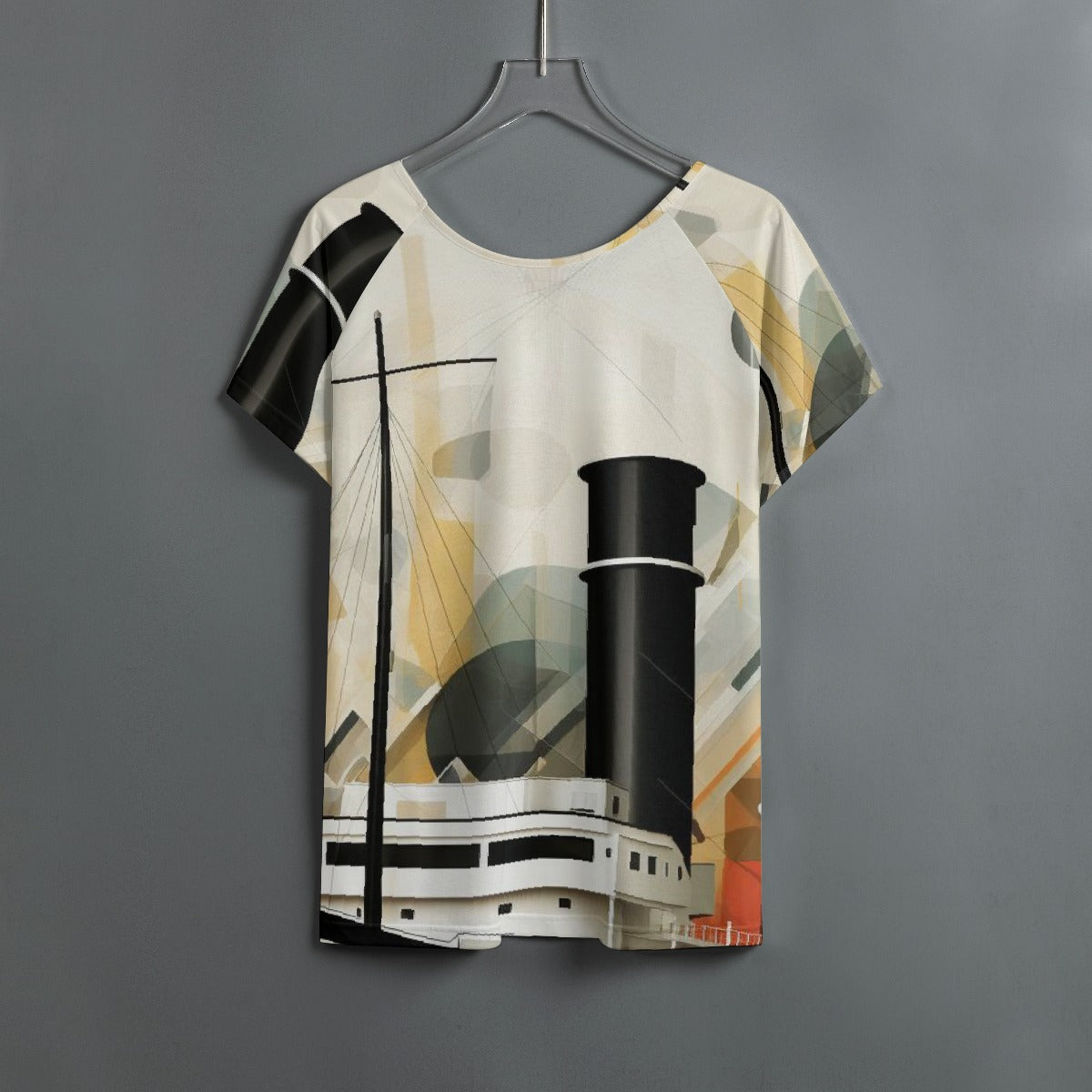 All-Over Print Women's Round Neck T-shirt With Raglan Sleeve