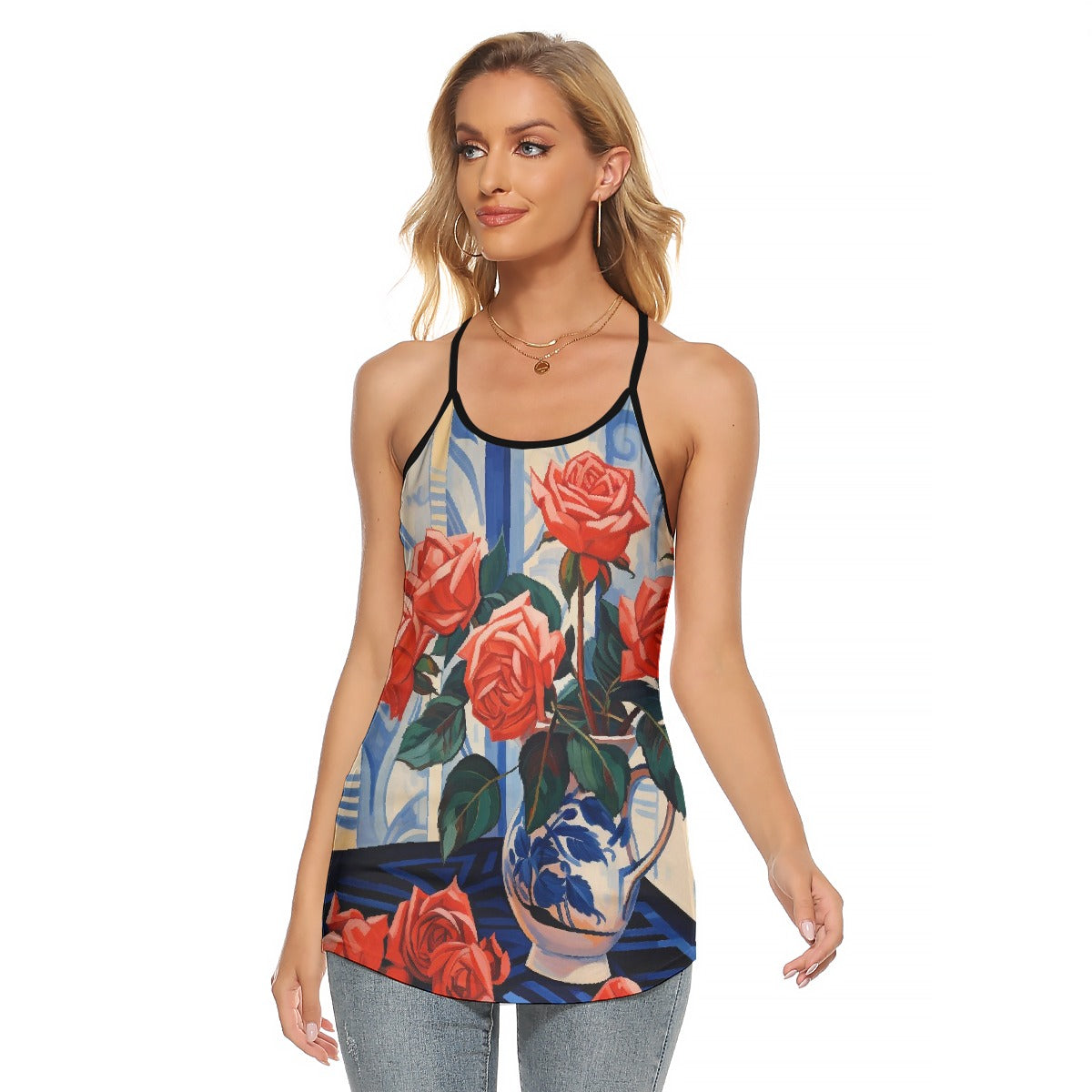 All-Over Print Women's Criss-Cross Open Back Tank Top