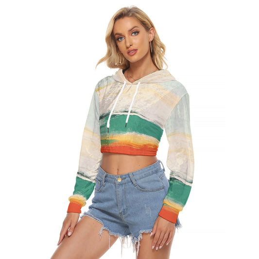 All-Over Print Women's Crop Top Hoodie|Velvet