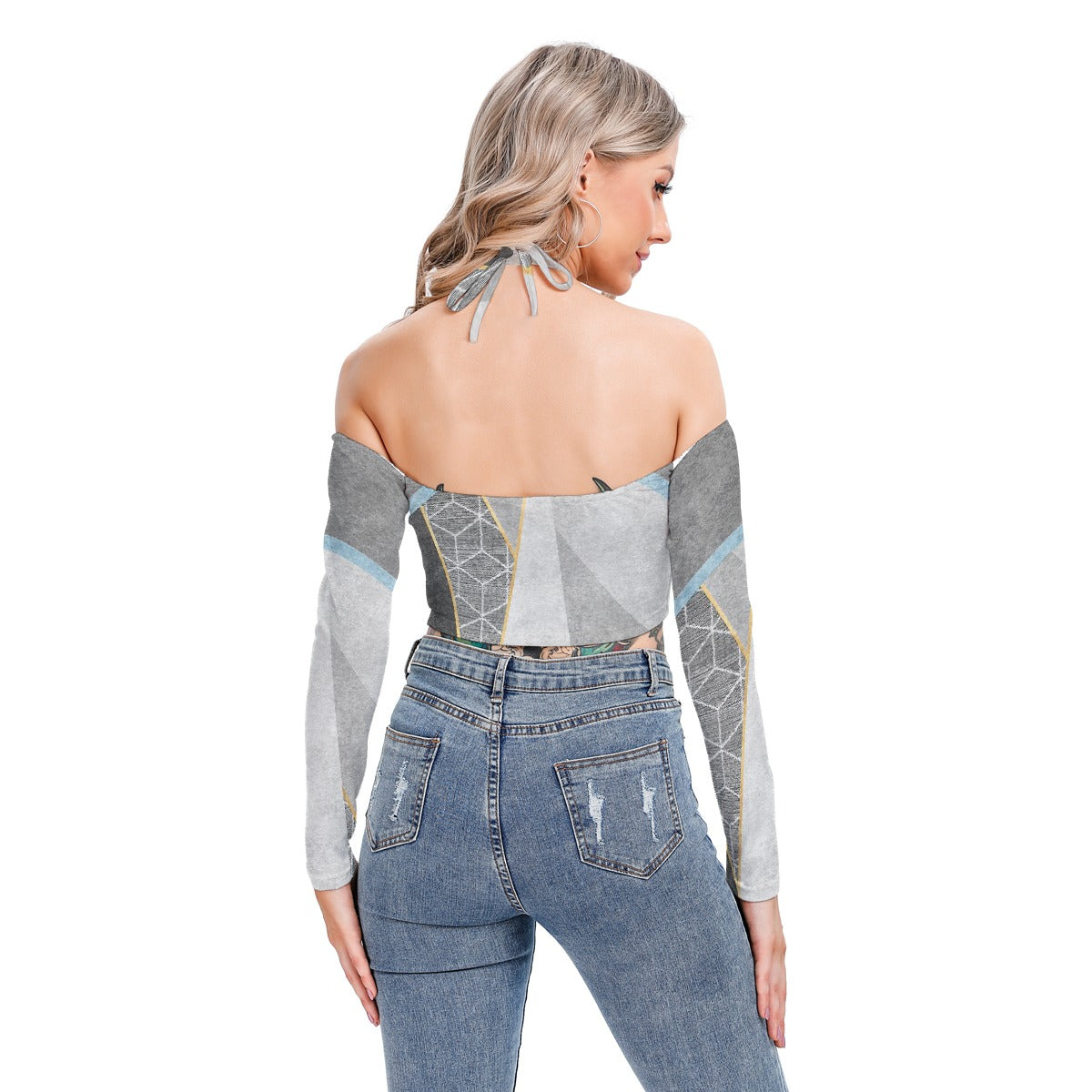 All-Over Print Women's Halter Lace-up Top