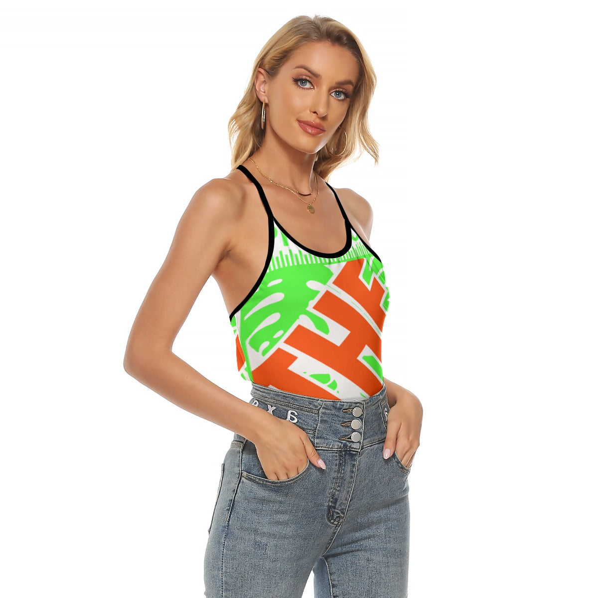 All-Over Print Women's Criss-Cross Open Back Tank Top