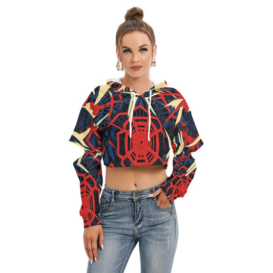 All-Over Print Women's Heavy Fleece Hoodie With Hollow Out Sleeve