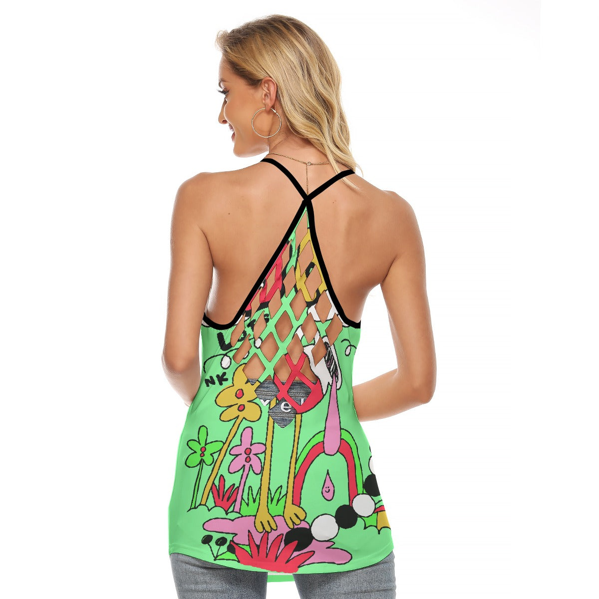 All-Over Print Women's Criss-Cross Open Back Tank Top