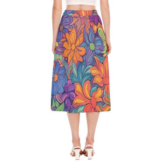All-Over Print Women's Long Section Chiffon Skirt